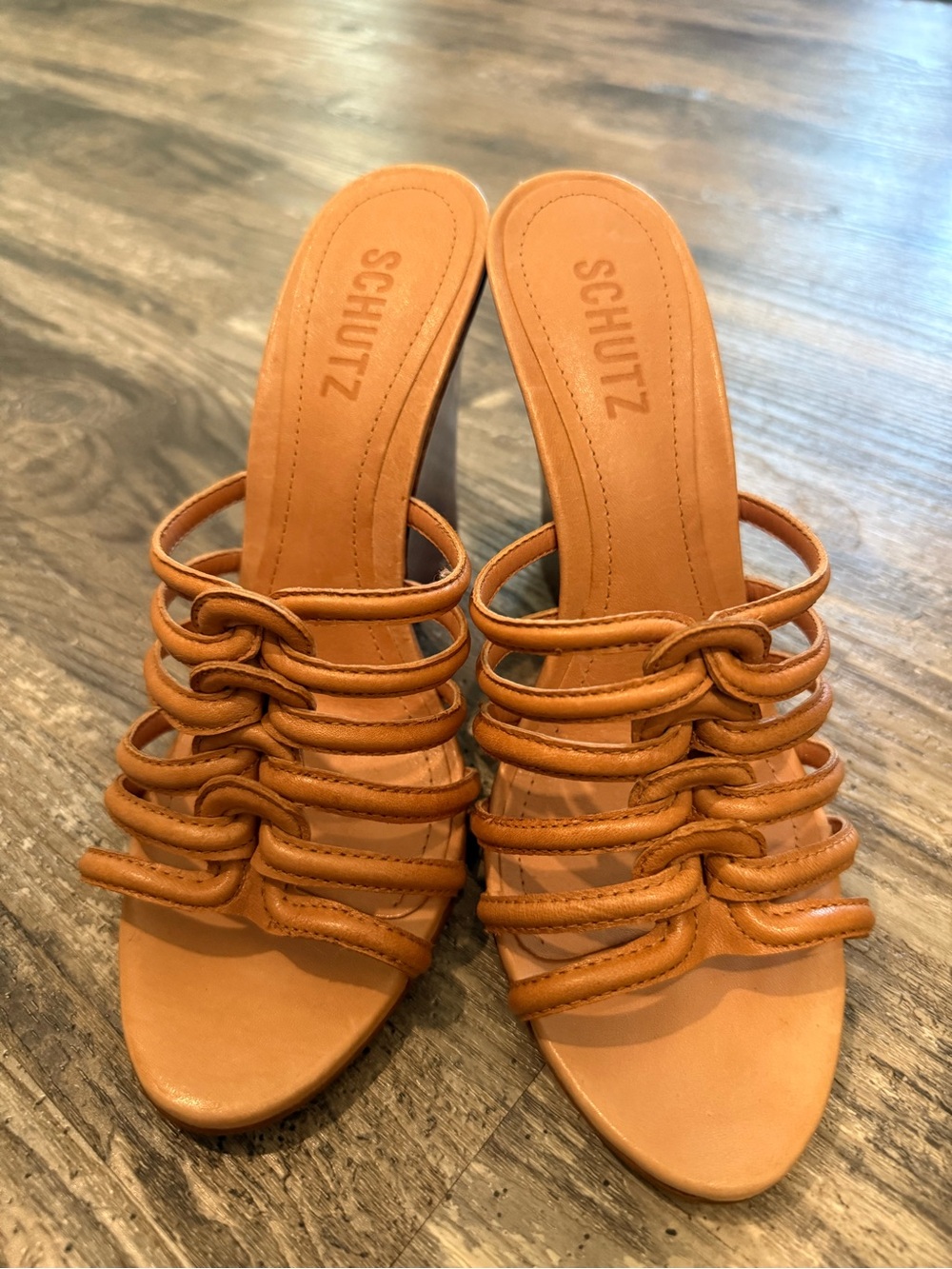 Schutz Tan Wedge Sandal